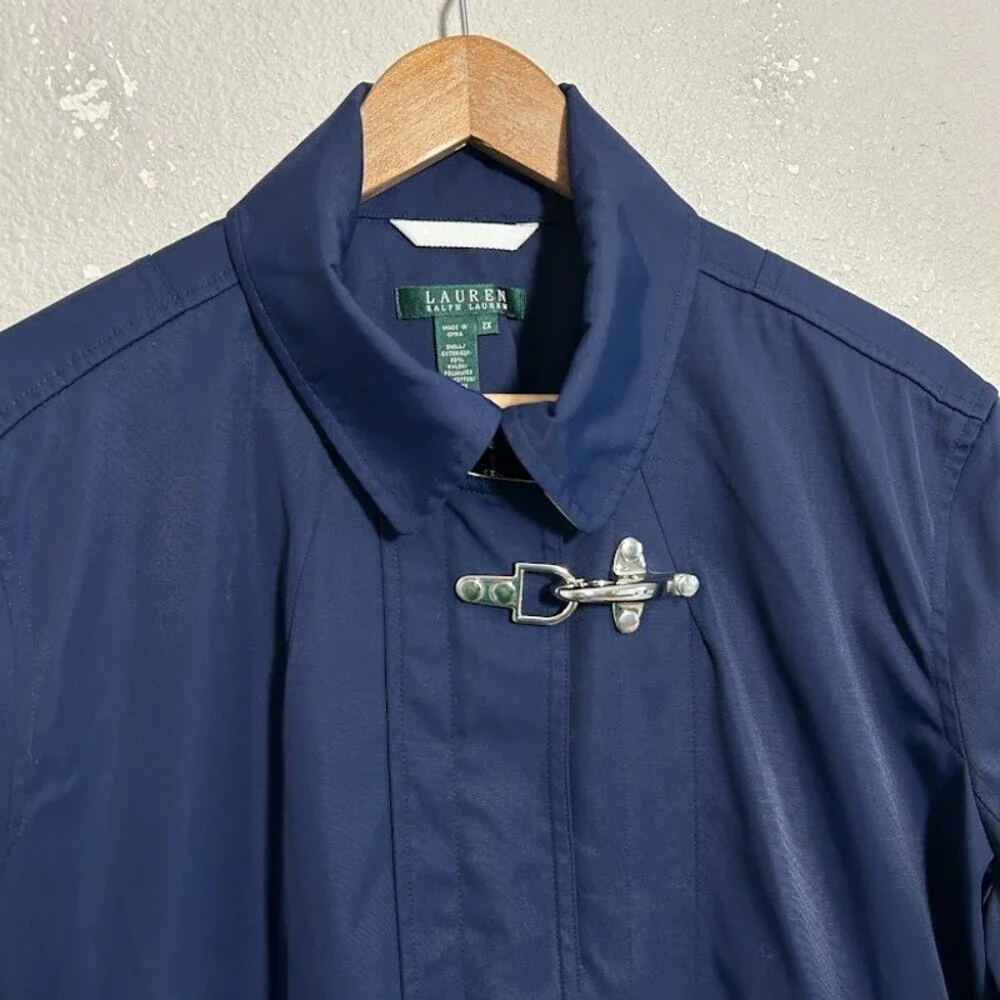 LRL Ralph Lauren Fireman Clasp Jacket Womens 2X Navy Nautical Lobster Coastal